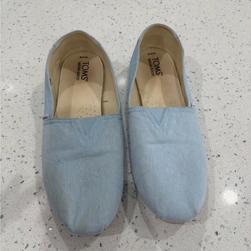 TOMS Light Blue Canvas Slip-On Flats